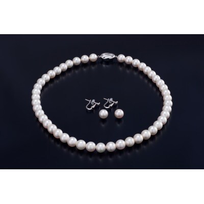 [花珠鑑別]あこや真珠花珠ネックレス・イヤリングセット(8.5-9.0mm)(900-02)