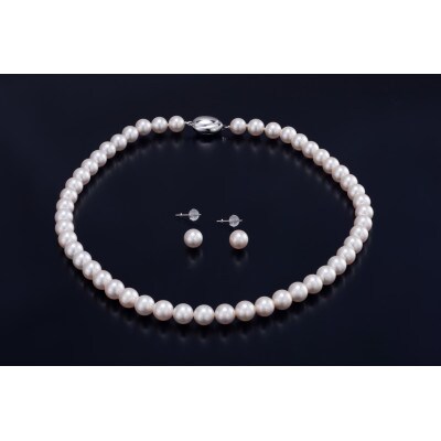 [天女鑑別]あこや真珠天女ネックレス・ピアスセット(8.0-8.5mm)　1400-02