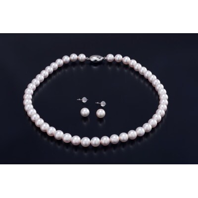 [天女鑑別]あこや真珠天女ネックレス・ピアスセット(8.5-9.0mm)　1650-01