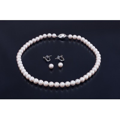 [花珠鑑別]あこや真珠 花珠ネックレス・イヤリングセット(約8.0-8.5mm) 950-02