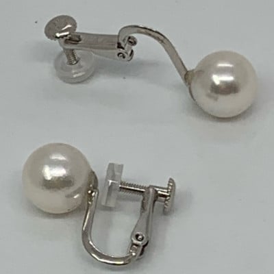 三重県産あこや真珠8.0mm真珠　SVイヤリング　90-04