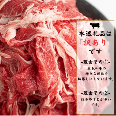 【熊本県産】<訳あり>黒毛和牛切り落とし計1kg(500g×2パック)