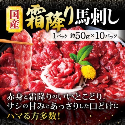 【熊本肥育】赤身と霜降り馬刺し食べ比べセット 合計約1kg約50g×各10パック 2種類セット(菊池