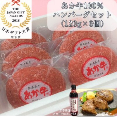 あか牛100%ハンバーグセット(あか牛ハンバーグ120g×6個 あか牛のたれ200ml)(菊池市)