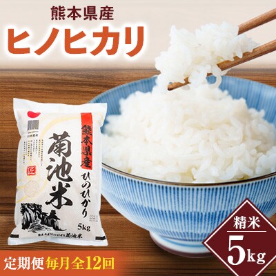 2024年3月発送開始『定期便』熊本県産ヒノヒカリ 5kg 菊池米全12回