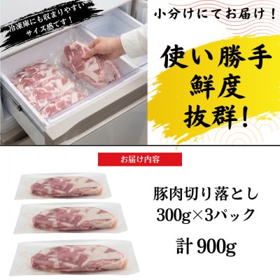 【熊本県産】豚肉切り落とし 真空パック小分け900g(300g×3パック)