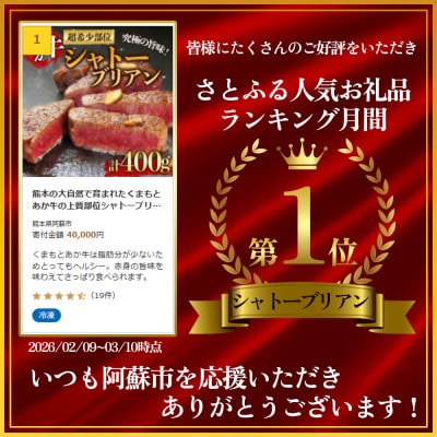 熊本の大自然で育まれたくまもとあか牛の上質部位シャトーブリアンステーキ肉 約200g×2枚