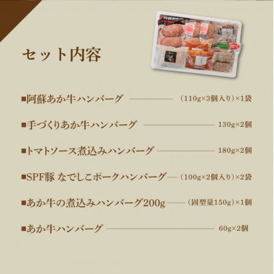 くまもとあか牛使用 種類いろいろハンバーグセット(ハンバーグ6種類食べ比べセット)