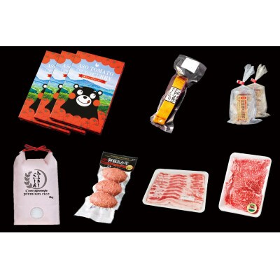 おうちごはんシリーズ一週間分の食料をお届け(くまもとあか牛・ハンバーグ・ベーコン・レトルトカレー他)