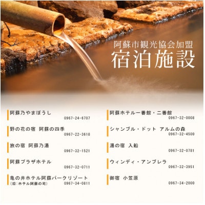 阿蘇市観光協会加盟施設で使用できる宿泊補助券【3,000円分】