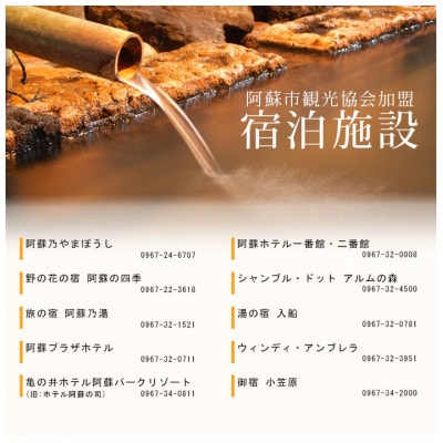 阿蘇市観光協会加盟施設で使用できる宿泊補助券【4,000円分】
