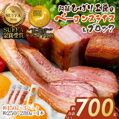 suffa金賞受賞 ひばり工房 ベーコンスライス&ベーコンブロック 小分け合計4パックセット