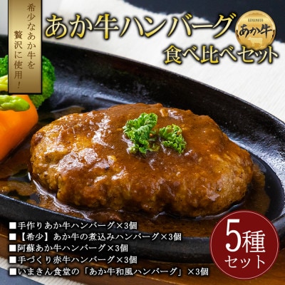 豪華5種類のあか牛のハンバーグ食べ比べセット(15個)