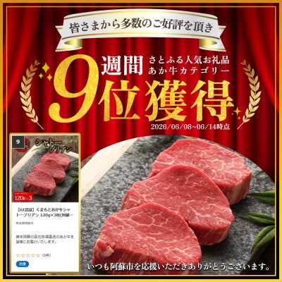 【GI認証】くまもとあか牛シャトーブリアン 120g×3枚(阿蘇市)