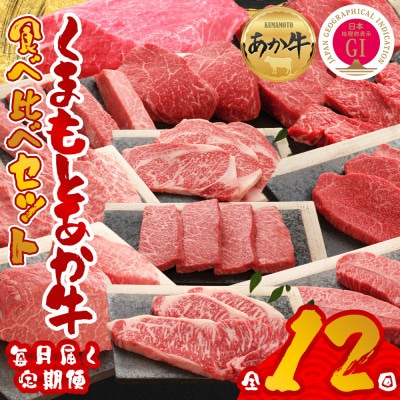【毎月定期便】【GI認証】くまもとあか牛 食べ比べ(阿蘇市)全12回