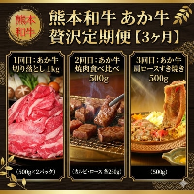 【毎月定期便】熊本和牛あか牛 贅沢定期便【3ヶ月】(阿蘇市)全3回
