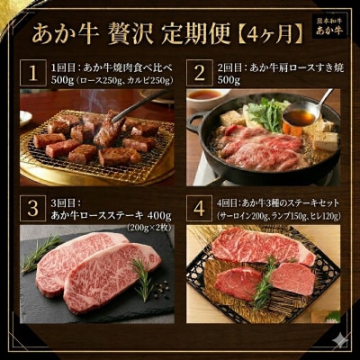【毎月定期便】熊本和牛あか牛贅沢 定期便【4ヶ月】(阿蘇市)全4回