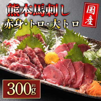 国内産　阿蘇肥育　馬刺し　3種　約300g【赤身・トロ・大トロ】(阿蘇市)