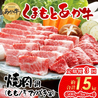 【毎月定期便】【GI認証】くまもとあか牛　焼肉用約500g(阿蘇市)全3回