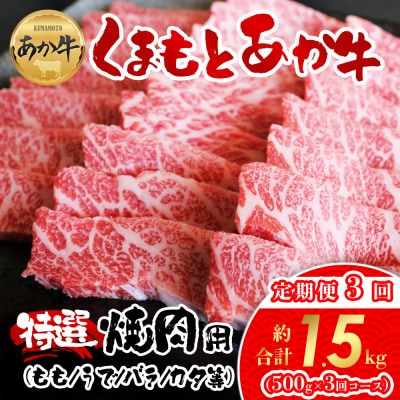 【毎月定期便】厳選されたGI認証　くまもとあか牛　特選焼肉用　500g(阿蘇市)全3回