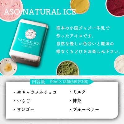 阿蘇天然アイス18個セット(生キャラメルチョコ・ブルーベリー・抹茶・いちご・マンゴー・ミルク)