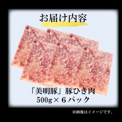 「美明豚」豚ひき肉 3kg (500g×6p)(茨城県共通返礼品・行方市産)