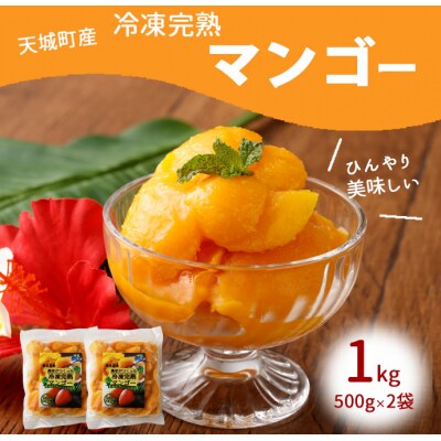 鹿児島県 徳之島 天城町産 冷凍 完熟 マンゴー 1kg(500g×2袋)冷凍マンゴー
