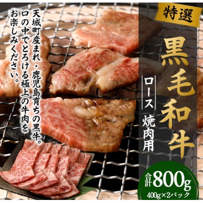 徳之島 天城町 特選 黒毛和牛 ロース 焼肉用 計800g (400g×2パック) 和牛 牛肉 