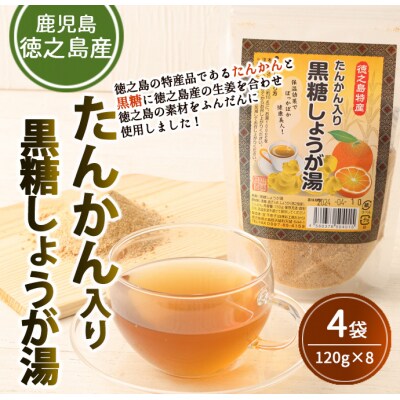 徳之島 天城町 たんかん入り黒糖しょうが湯  4袋セット 計600g タンカン 黒糖 しょうが湯