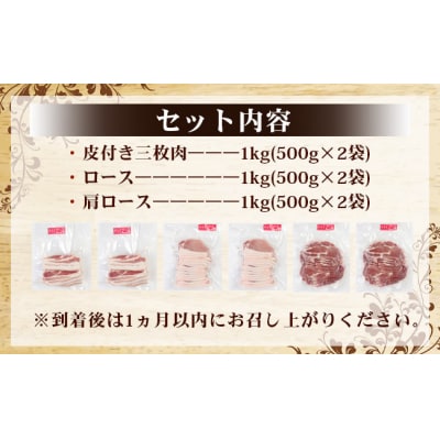 徳之島産 徳之島 愛情たっぷり 島豚 焼肉セット 3種 計3kg 豚肉 食べ比べ 鹿児島県 徳之島