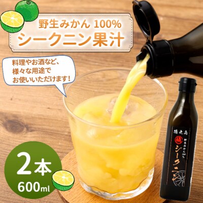 徳之島 天城町 野生みかん100% シークニン果汁 2本(300ml×2本 計600ml)シークニン