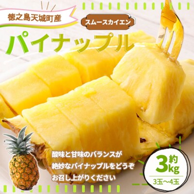 徳之島 天城町産 パイナップル 約3kg 3玉～4玉 スムースカイエン パイン フルーツ 果物