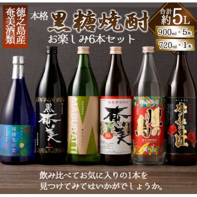奄美酒類 黒糖焼酎 お楽しみ 6本セット 900ml×5本 720ml×1本 バラエティ 徳之島