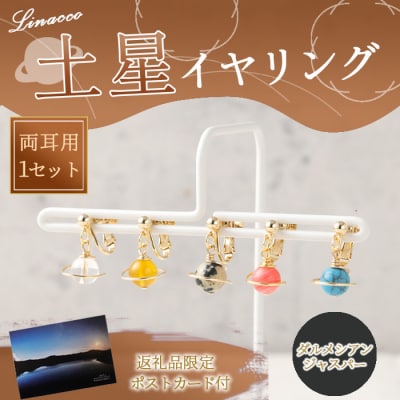 鹿児島県 天城町 土星イヤリング ダルメシアンジャスパー 両耳用 1個  パワーストーン