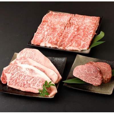 徳之島 天城町 鹿児島黒牛 すき焼き&ステーキセット (計約2.4kg) 3種のパパイヤスパイス付き