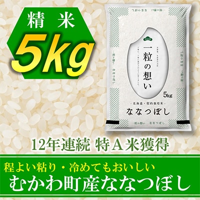 【令和6年産】12年連続特A受賞米!北海道むかわ町産ななつぼし　精米5kg