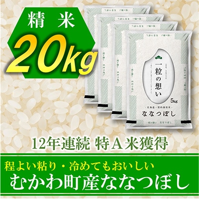 【令和6年産】12年連続特A受賞米!北海道むかわ町産ななつぼし 精米20kg
