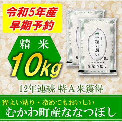 【発送月固定定期便】◆令和5年産先行受付◆特A受賞!北海道むかわ町産ななつぼし 精米10kg全3回