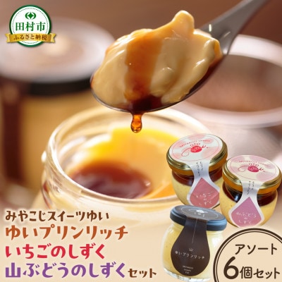 ゆいプリンリッチ アソート計6個セット(ゆいプリンリッチ・いちごのしずく・山ぶどうのしずく)
