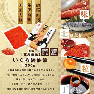 2023年2月発送開始『定期便』北海道産 鮭卵 いくら醤油漬け250g 全8回