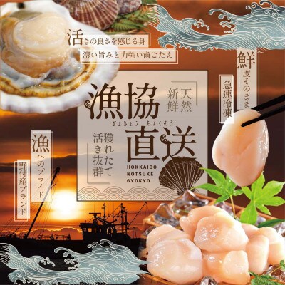 2023年1月発送開始『定期便』北海道産ほたて貝柱1kg(26～30玉)Mサイズ 全2回