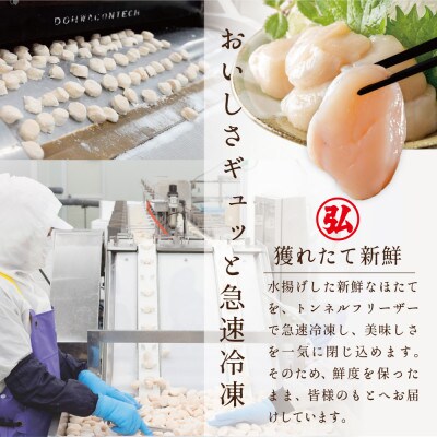 2023年7月発送開始『定期便』北海道産 冷凍 ホタテ 1kg 45粒前後 全8回