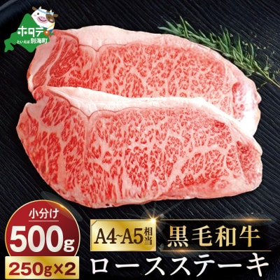 A4～A5相当 黒毛和牛 ロースステーキ 500g 北海道 牛肉 サーロイン 又は リブロース 2枚