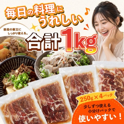 旨みだし仕立て 牛肉 1kg(250g×4) 北海道別海町産 薄切り 切り落とし 小分け 冷凍