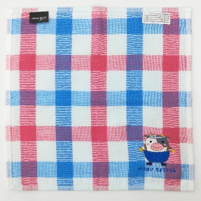 べつかいりょウシくん　刺繍ハンカチ