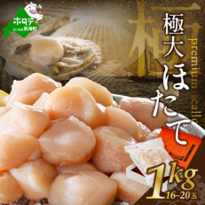北海道野付産 プレミアム 極大 ホタテ 1kg(16-20玉)