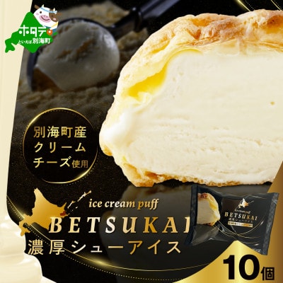 濃厚シューアイス 10個 別海町産クリームチーズ贅沢使用 冷たいシュークリーム 北海道スイーツ