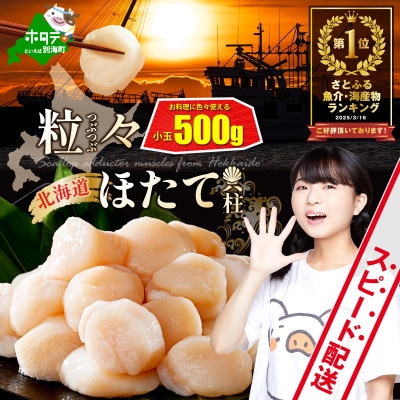 訳あり ほたて貝柱 500g 北海道産 刺身用 粒沢山 小玉 不揃い ほたて刺身用 冷凍帆立貝柱