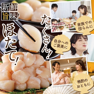 訳あり ホタテ貝柱 2kg(500g×4箱)北海道産 粒沢山 小玉 不揃い 刺身用ホタテ貝柱
