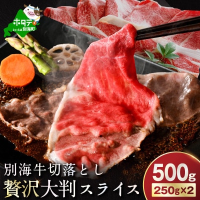 北海道産 牛肉 訳あり 切り落とし500g 大判 スライス(250g×2 小分け)部位おまかせ